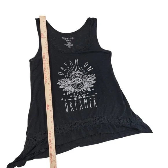 Tunic Tank Top Shirt Junior M 7-9 Dream on Dreamer Sleeveless Scoop Neck Black - Picture 13 of 16